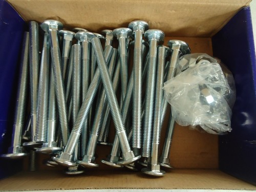 M10X130 CUP SQ CARRIAGE BOLTS SCREWS WITH HEXAGON FULL NUTS ZINC (Qty37) Lot1100 - Picture 2 of 3