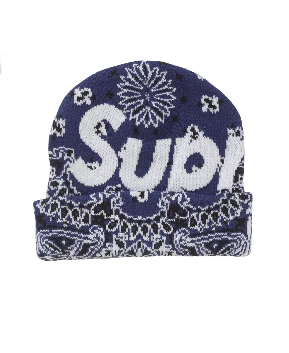 Bonnet tricoté Supreme Big Logo   Bandana bleu marine FW24 EN MAIN !!️