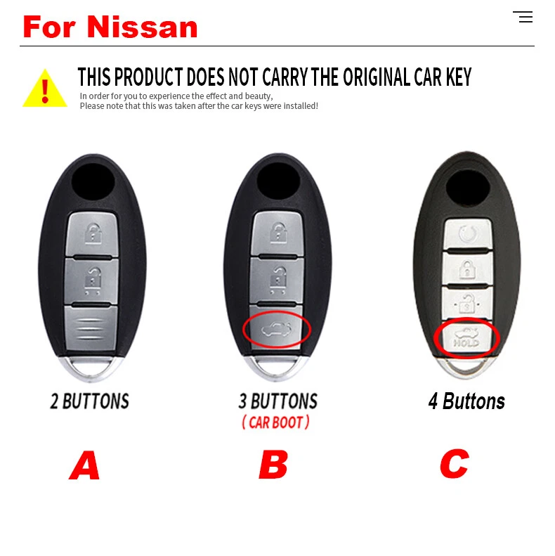 2/3/4 Buttons Zinc Alloy Silicone Car Key Cover Case For Nissan Almera Infiniti - Изображение 2 из 4