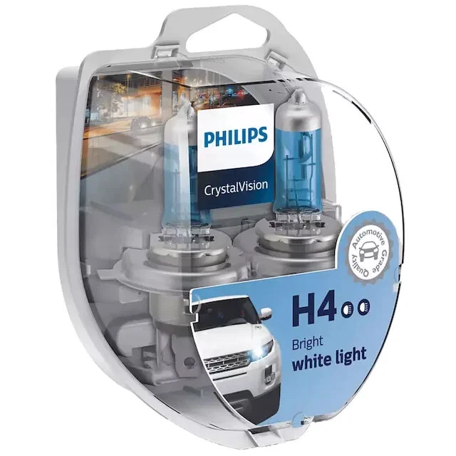 PHILIPS H4 Crystal Vision 4300K Bulbs 12342CVSM with Parking Lights OZ Seller