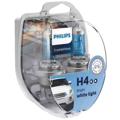 PHILIPS H4 Crystal Vision 4300K Bulbs 12342CVSM with Parking Lights OZ Seller