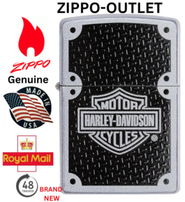 Original Nagelneues Zippo Feuerzeug HARLEY DAVIDSON MOTORRAD Schwarz/Satin Chrom