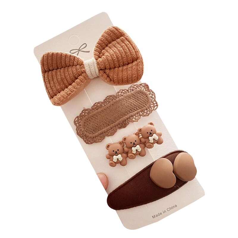Kids Hair Clips Set - 4 Stylish Side Hairpins for Girls Hair Styling