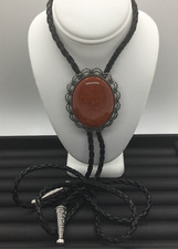 Rodeo Bolo Tie Western Cowboy Black Leather Necktie New Free Ship 3195