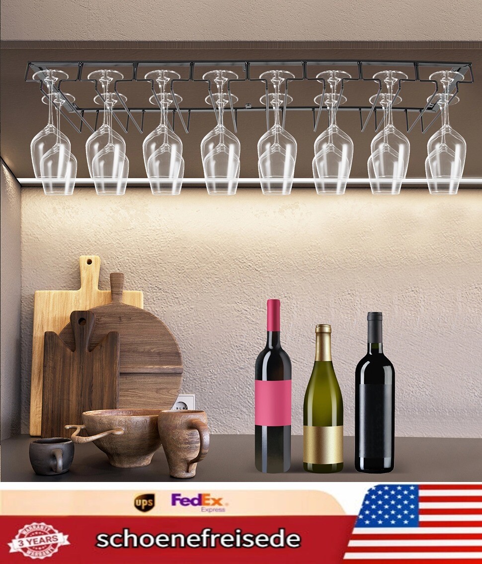 Metal Stemware Hanger Wine Glass Rack Under Cabinet Kitchen Wine Glass  Holder US