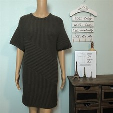 ASTR The Label XS Ribbed Sweater Dress Drab Green Brown Boxy Fit Wool Blend