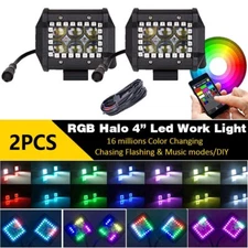2pcs RGB Led Work Lights Chasing Halo Ring LED COMBO Kit for Truck Bluetooth APP