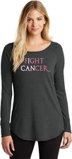 Buy Cool Shirts Ladies Breast Cancer Tee I Can Fight Cancer TriBlend Long Sleeve