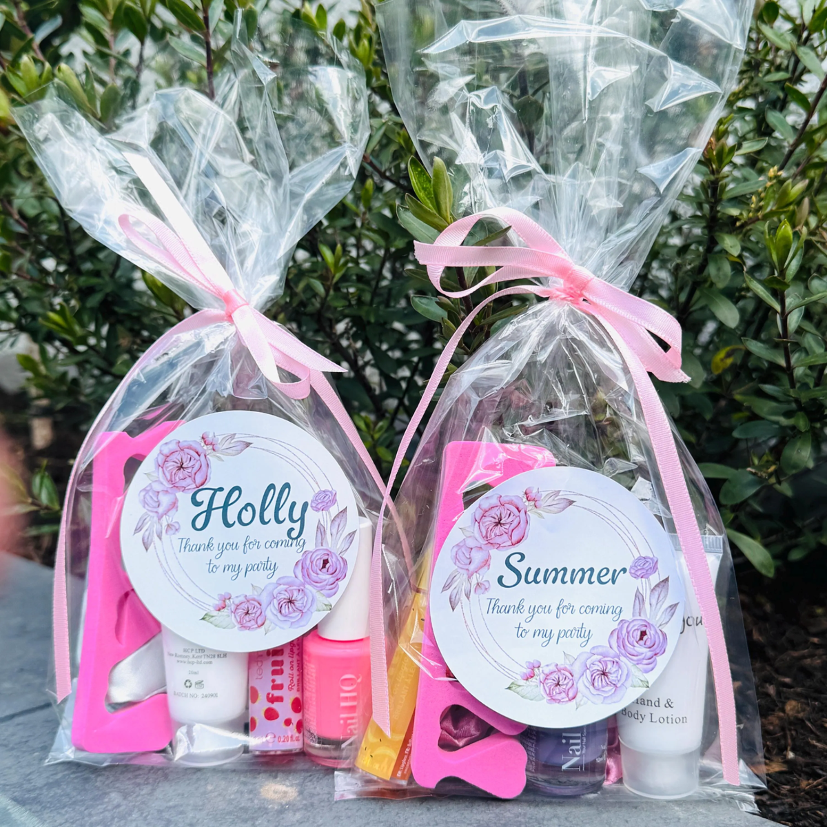 Girls Personalised Party bags, pamper party, kids party fillers