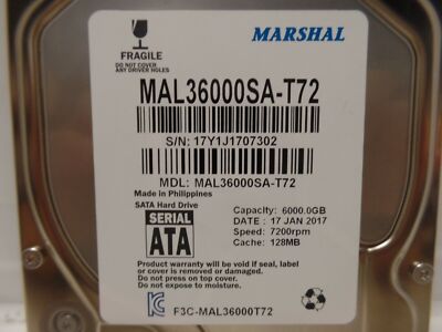 MARSHAL 6TB 3.5 インチ MAL36000SA-T72④ Marshal MAL36000SA-T72 6TB 7200RPM 128MB Cache SATA | eBay