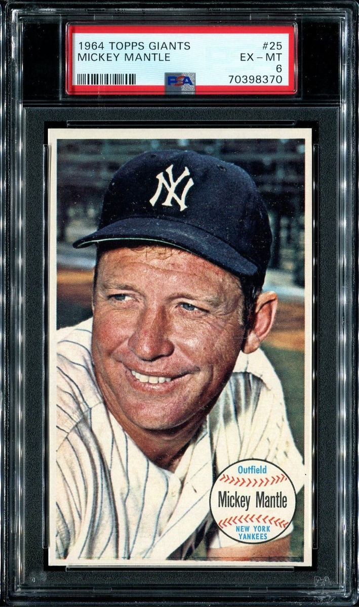 PSA 6 EX MINT 1964 TOPPS GIANTS MICKEY MANTLE #25 YANKEES HOF