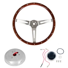 CJ Classic Trucks Steering Wheel Kit Slotted 14” 3-Bolt Wood Grain F-100 1969...