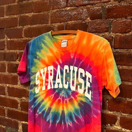Vintage Y2K Syracuse University T-Shirt Small Rainbow Tie Dye Spellout Orangemen - Bild 3 von 12