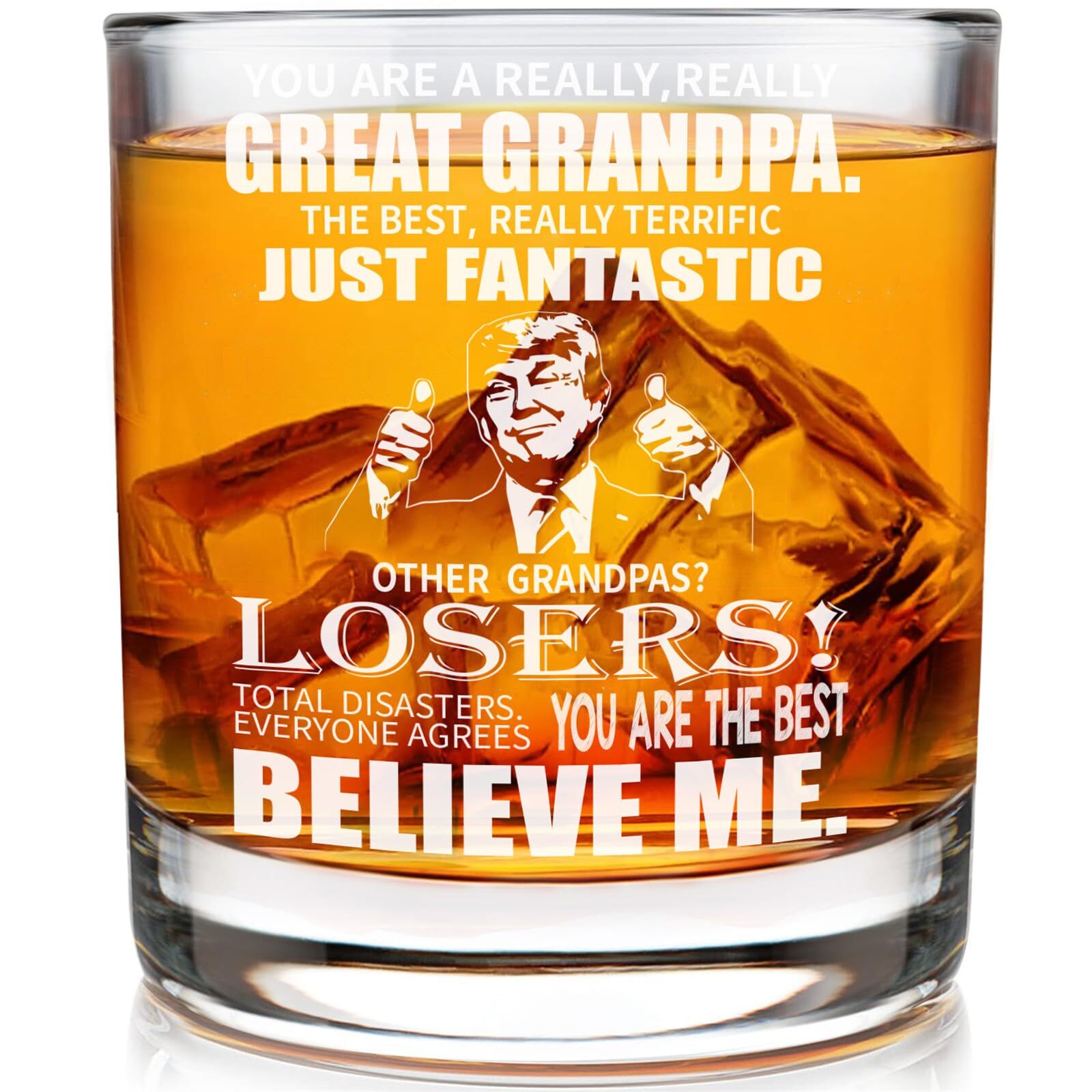 Grandpa Whisky Glass Birthday Gifts for Grandpa from Grandkids 11Oz Whisky Gl...-image
