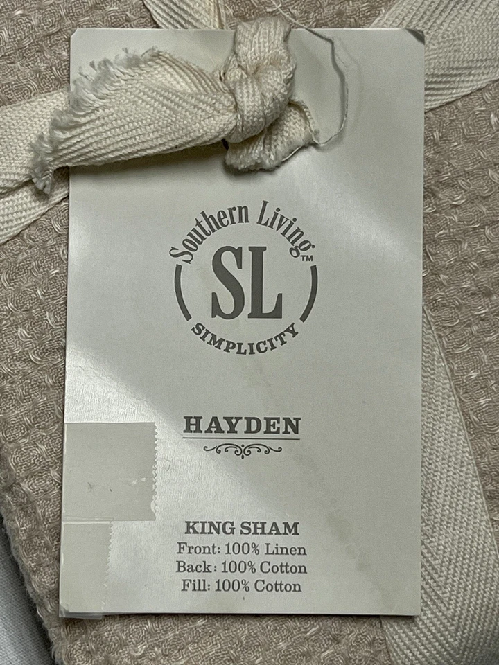 Southern Living Hayden One King Sham Lino Algodón 20x36 Humus Beige Nuevo Foto 4 de 4