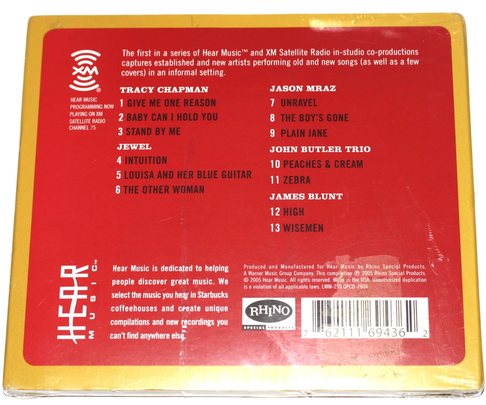 Hear Music, XM Radio Sessions Volume 1 (CD 2005) Jewel Mraz Blunt NEW SEALED - Image 2 of 2