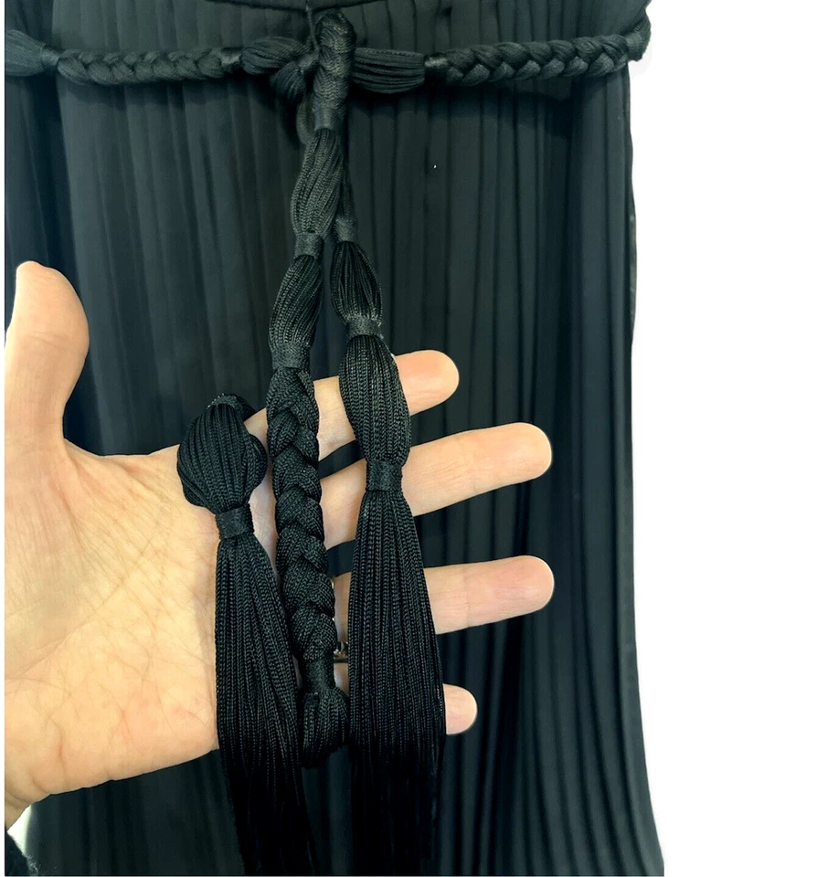 Maxi Vestido Formal Miss Sixty Negro 4 XS Plisado Largo Formal Boda Fiesta Correas Foto 4 de 4