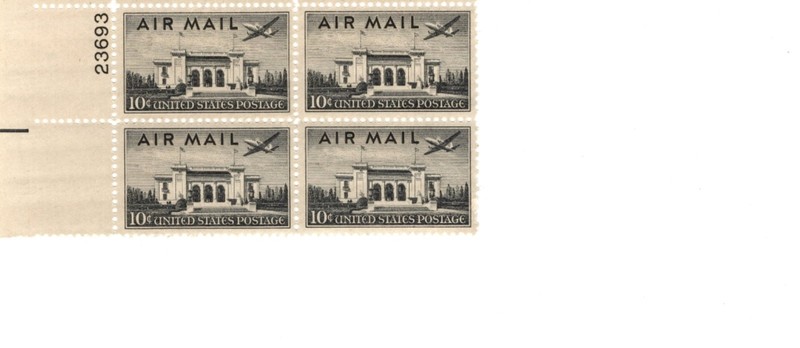 1947 PAN AMERICAN BUILDING 10 CENTS US STAMPS, BLOCK OF 4