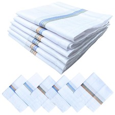 Mens Handkerchiefs Pack of 12 100 Cotton Hankies Colored Stripes White Soft