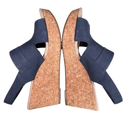 Clarks Annadel Ivory Wedge Sandal Womens Sz 8 Navy Blue Summer Mom Platform Norm