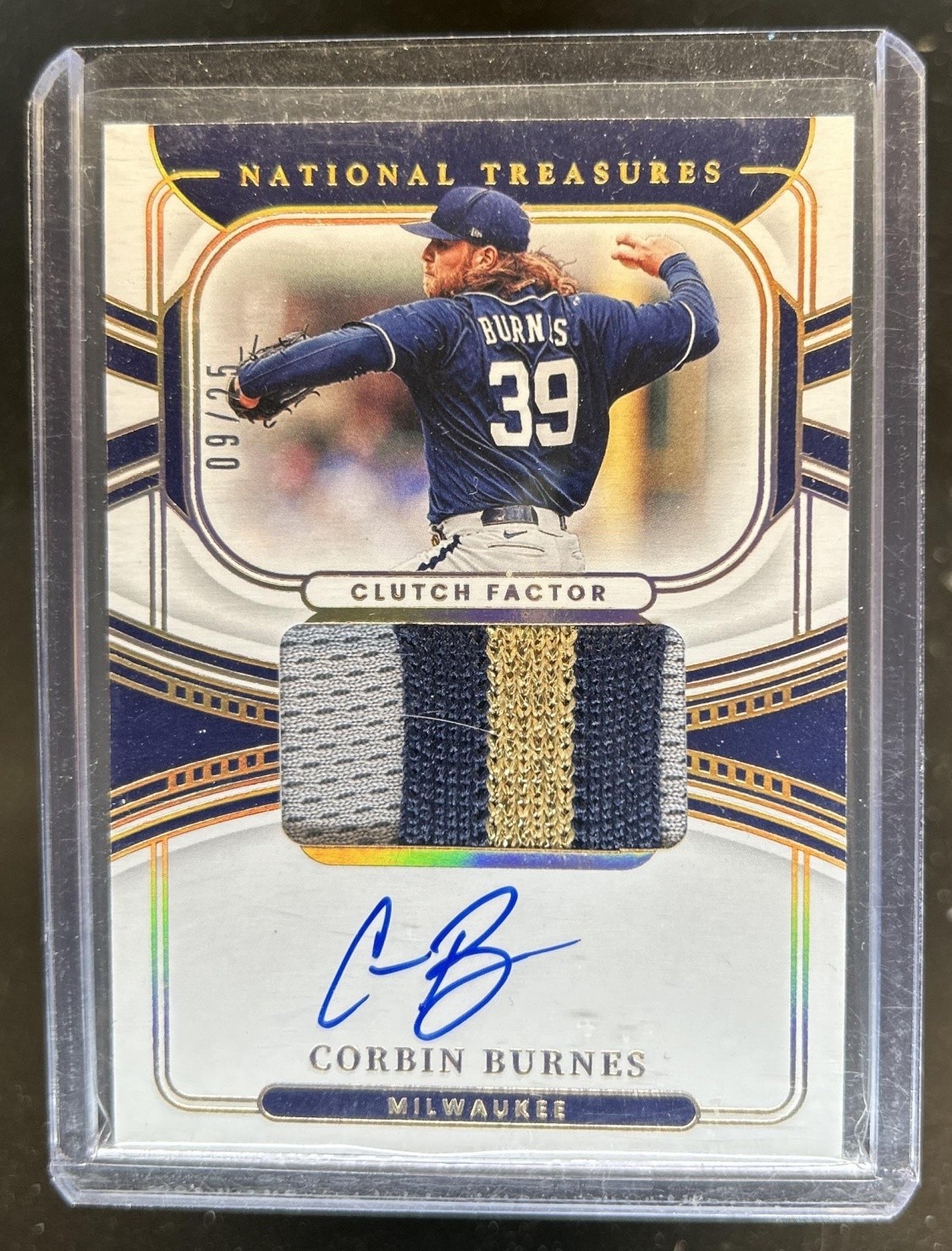2022 National Treasures Corbin Burnes Clutch Factor Signatures Gold Auto #/25