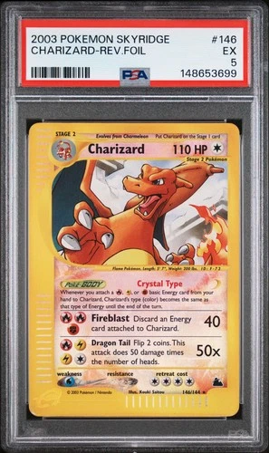 2003 POKEMON SKYRIDGE #146 CHARIZARD-REVERSE FOIL PSA 5