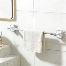 Suction Cup Towel Bar 24 Inch 2 Built In Hanging Points Bathroom Rack