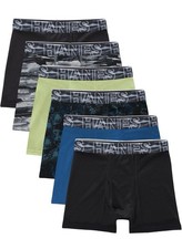 Hanes Boys' Big Boxer Brief X-Temp Mesh Stretch Underwear Black,6-Pack Size L