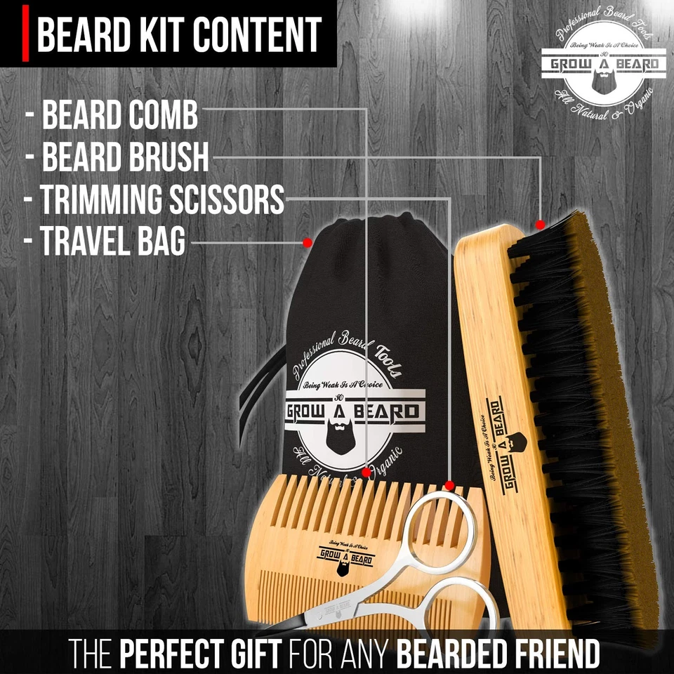 Men's Beard Grooming Kit – Brush, Comb, Scissors & Bag, Gift Ready - Image 3 of 4