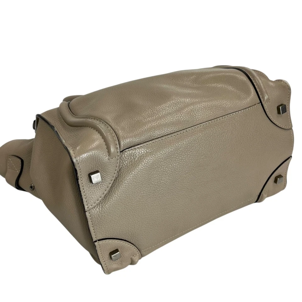 Celine Beige Leather  Luggage Tote Bag Handbag Mini Shopper - Image 3 of 4