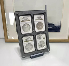 4 Grids Colored Desktop Display Frame Protective Case For NGC/PCGS Coin Holder