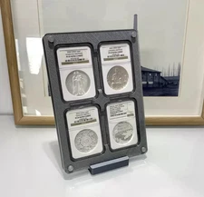 4 Grids Colored Desktop Display Frame Protective Case For NGC/PCGS Coin Holder