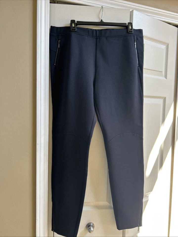 Armani Collezioni Black Sz 14 Stretch Slim Legging Pants Zipper Accents 36 X 30