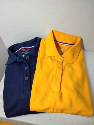 French Toast Girls 2-Pack Short Sleeve Polo School Uniform Navy & Yellow Youth L