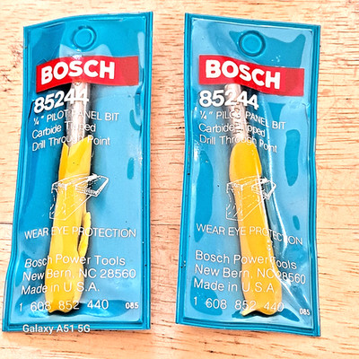Lot 2  Bosch 85244  1/4'' x 3/4'' Carbide Tipped 1-Flute Pilot Panel Straight Bit
