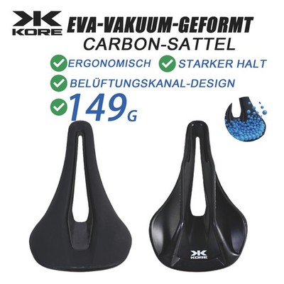 KORE EVA Carbon Sattel 149g Ergonomisch Vakuum Belüftet Leicht Rennrad