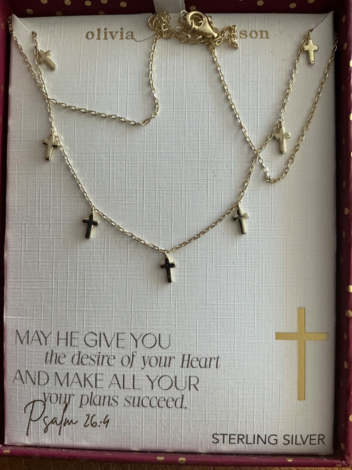 Olivia and Jackson 14K 925 Sterling Silver 16”+2”Necklace multicross pendant NWT