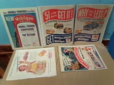 5 Vintage -2-1952,1953,54,58 MOBILGAS MOBILOIL ADS Original Print Ad Literature