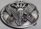 Bergamot American Flags & Eagle Belt Buckle T-256 3D Pewter - FREE Shipping