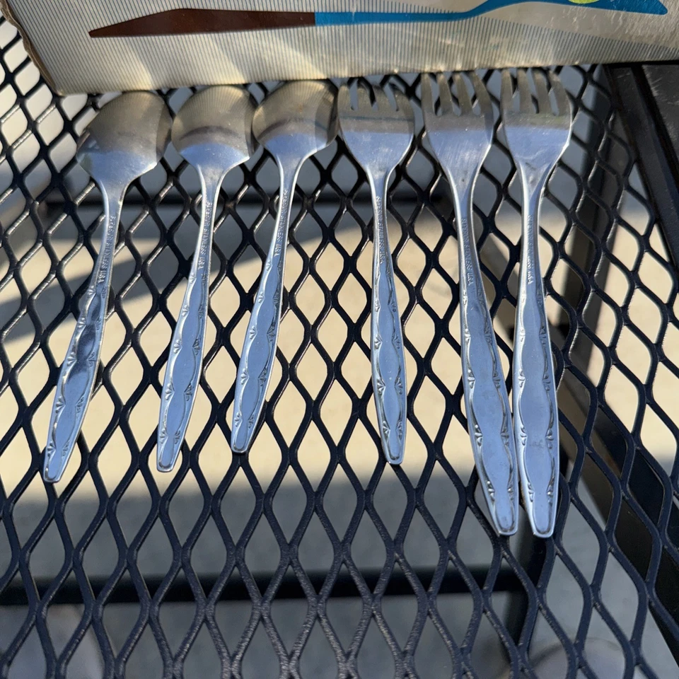 Lote de 6 peças Superior GARDENIA aço inoxidável 2 garfos de jantar, 1 garfo para salada e 3 colheres de chá - Imagem 2 de 4