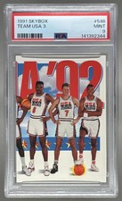 141392344 Patrick Ewing Larry Bird Scottie Pippen 1991 Skybox #546 PSA 9