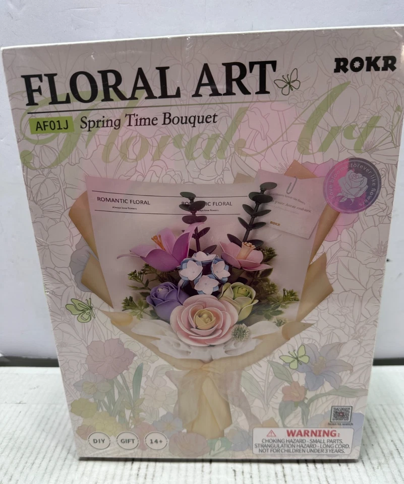 ROKR buquê primavera 3D quebra-cabeça flores faça você mesmo kit modelo de construção 3D decoração para casa - Imagem 2 de 3
