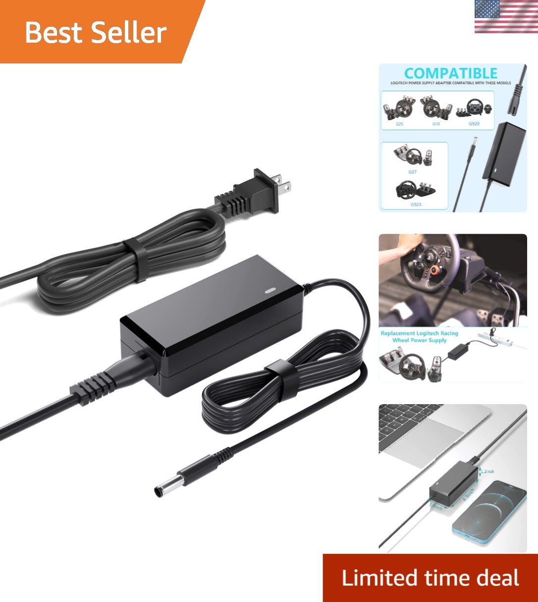 WH20XLR＋変換ケーブル＋SYNCO G2(A2) バラ売り不可 Replacement Power Adapter for Logitech Racing Wheels G25 G27 G29