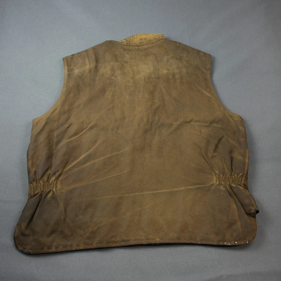 Outback Trading Co. Oulskin Canvas Vest Leather Collar Mens Bush Outfitters - Image 3 of 4