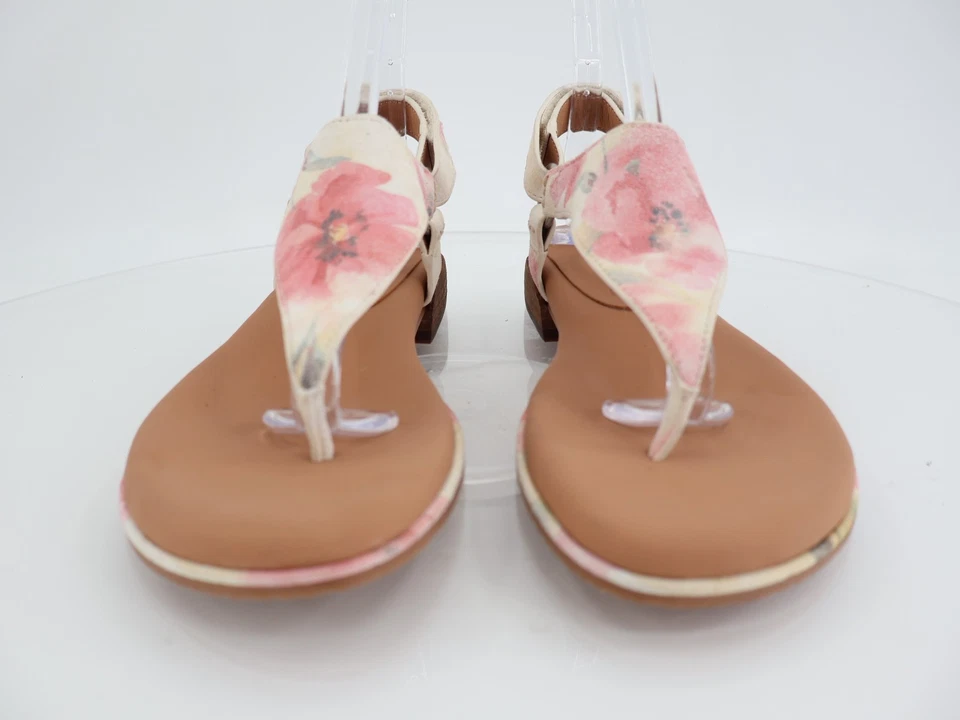 Sandalias Gentle Souls Holly para mujer talla 8 tanga cuero floral tacón ancho cómodas Foto 2 de 4