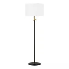 Hampton Bay Alderston 65" Black Antique Brass Adjustable Standard Floor Lamp