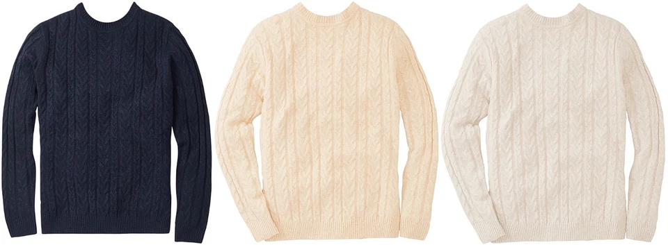 UK DISPATCH Mens Crew Neck Cable Knit Jumper 100% Cotton Pullover Sweater Top Gents Lads