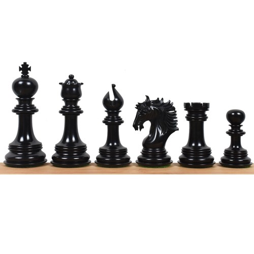 4.6" Arthur Luxury Staunton Chess Pieces Only set -Ebony wood- Triple Weighted - Picture 3 of 10