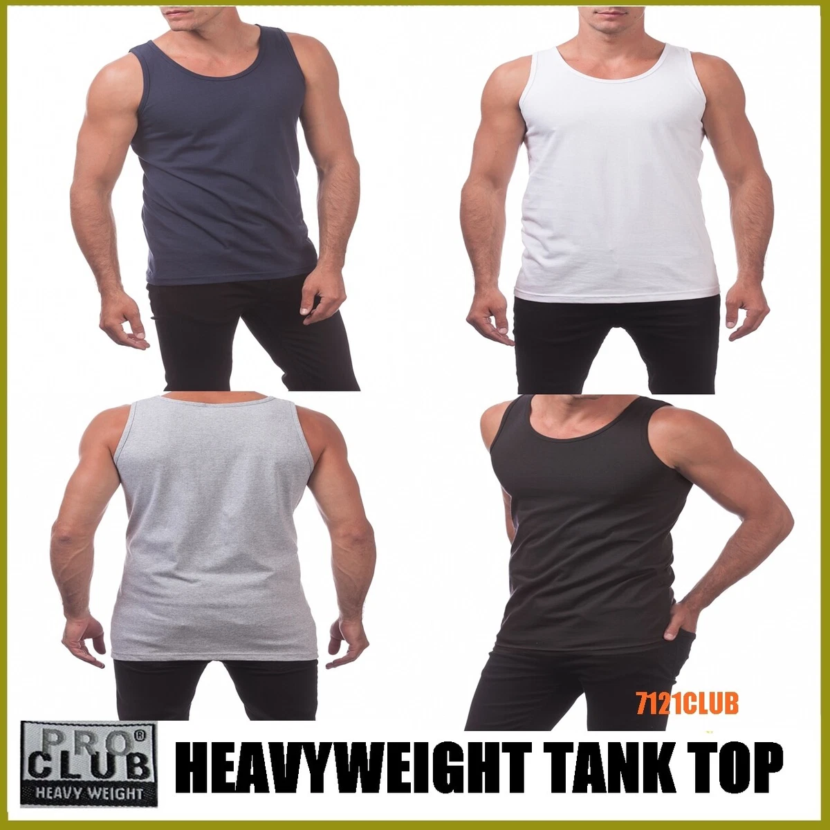 PRO CLUB MEN'S TANK TOP HEAVYWEIGHT SLEEVELESS T SHIRTS PROCLUB MUSCLE TEE  M-5XL