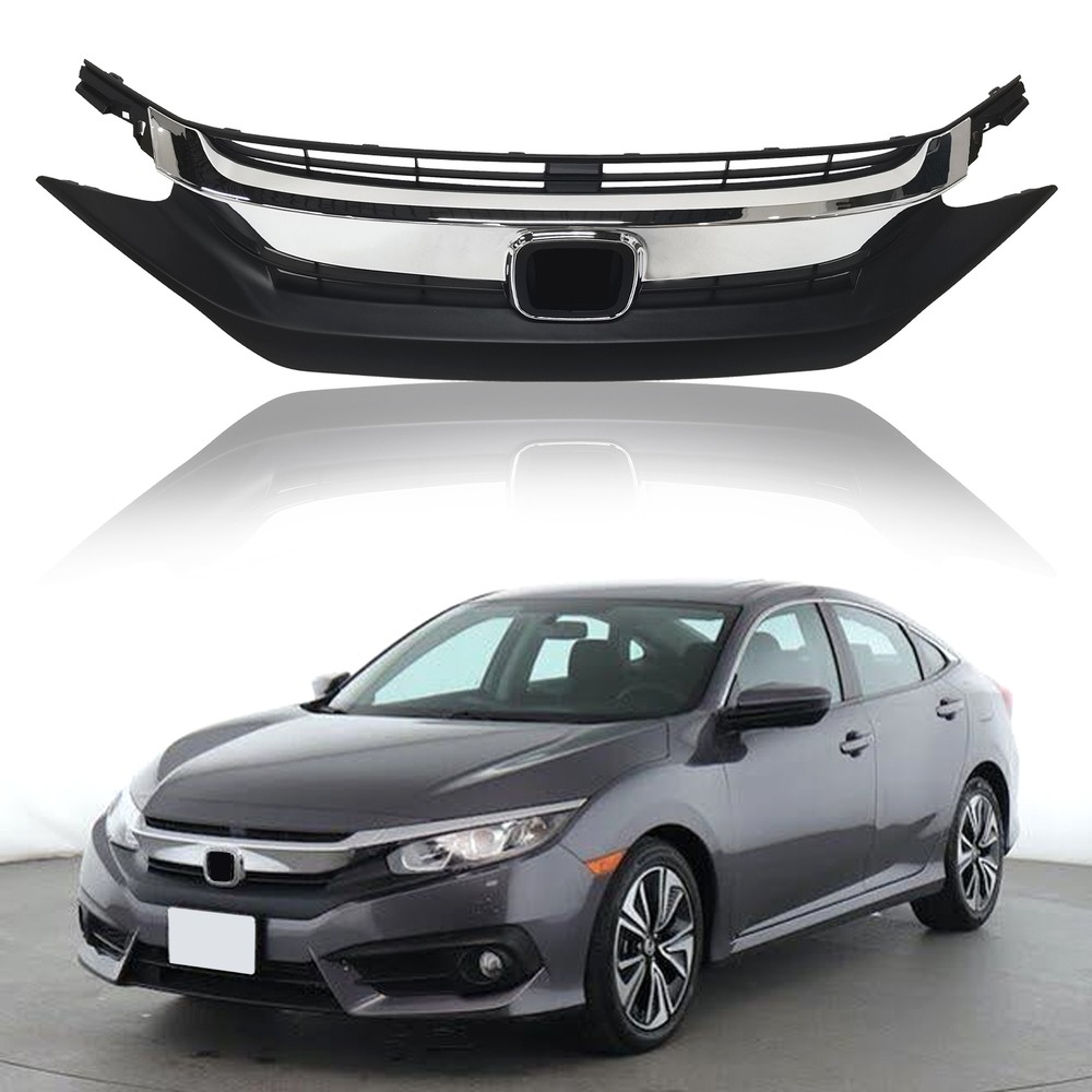 2016-2018 Honda Civic Front Bumper Upper Hood Grille Chrome Guard